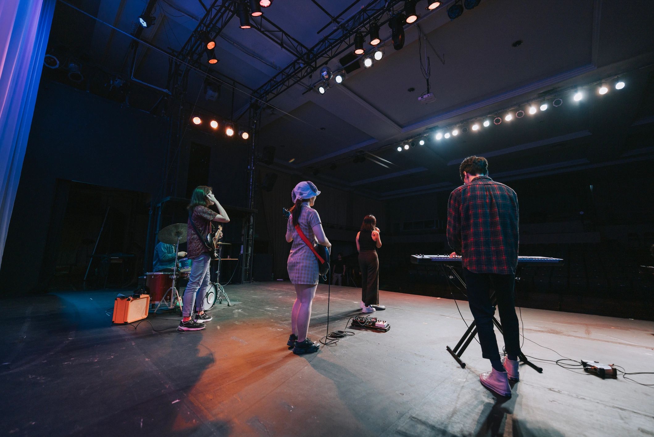 Concert performance with bright stage lighting